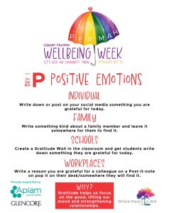 Wellbeing Week Day 1 – P for Positive Emotions